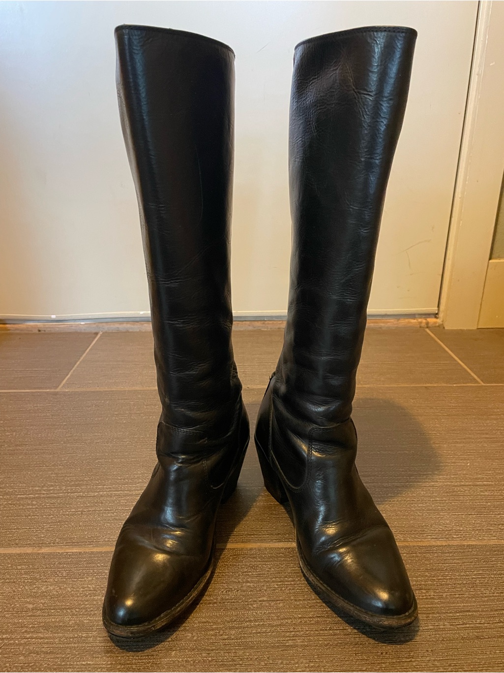 Frye Jackie Tall Black Leather Zip Riding Boot, Women’s Us 6.5